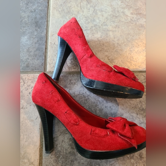 Delicious Y2K red pumps with bow 7.5 - Picture 2 of 5